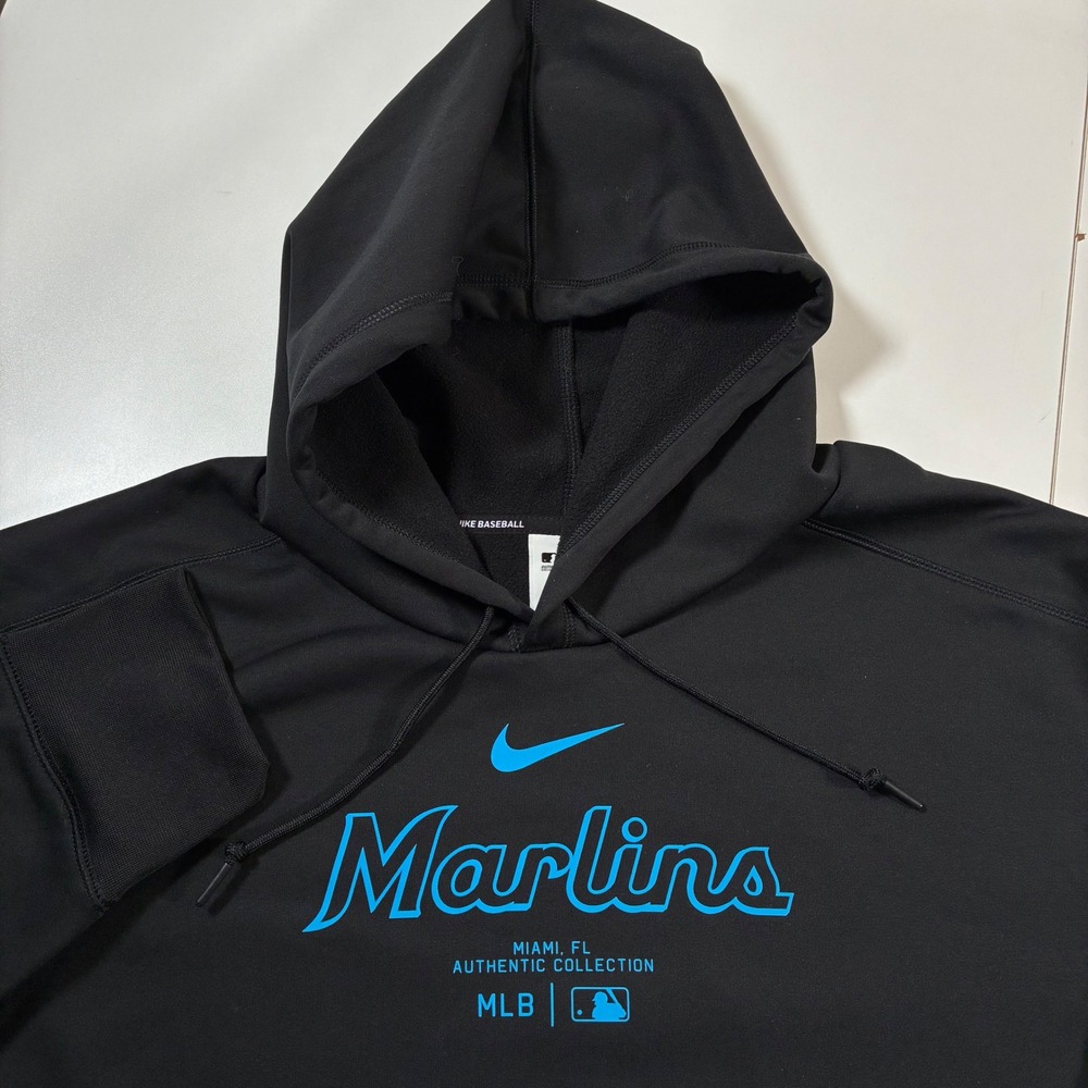 NEW Nike Miami Marlins Hoodie 3XL Black MLB Baseball Authentic Collection Therma